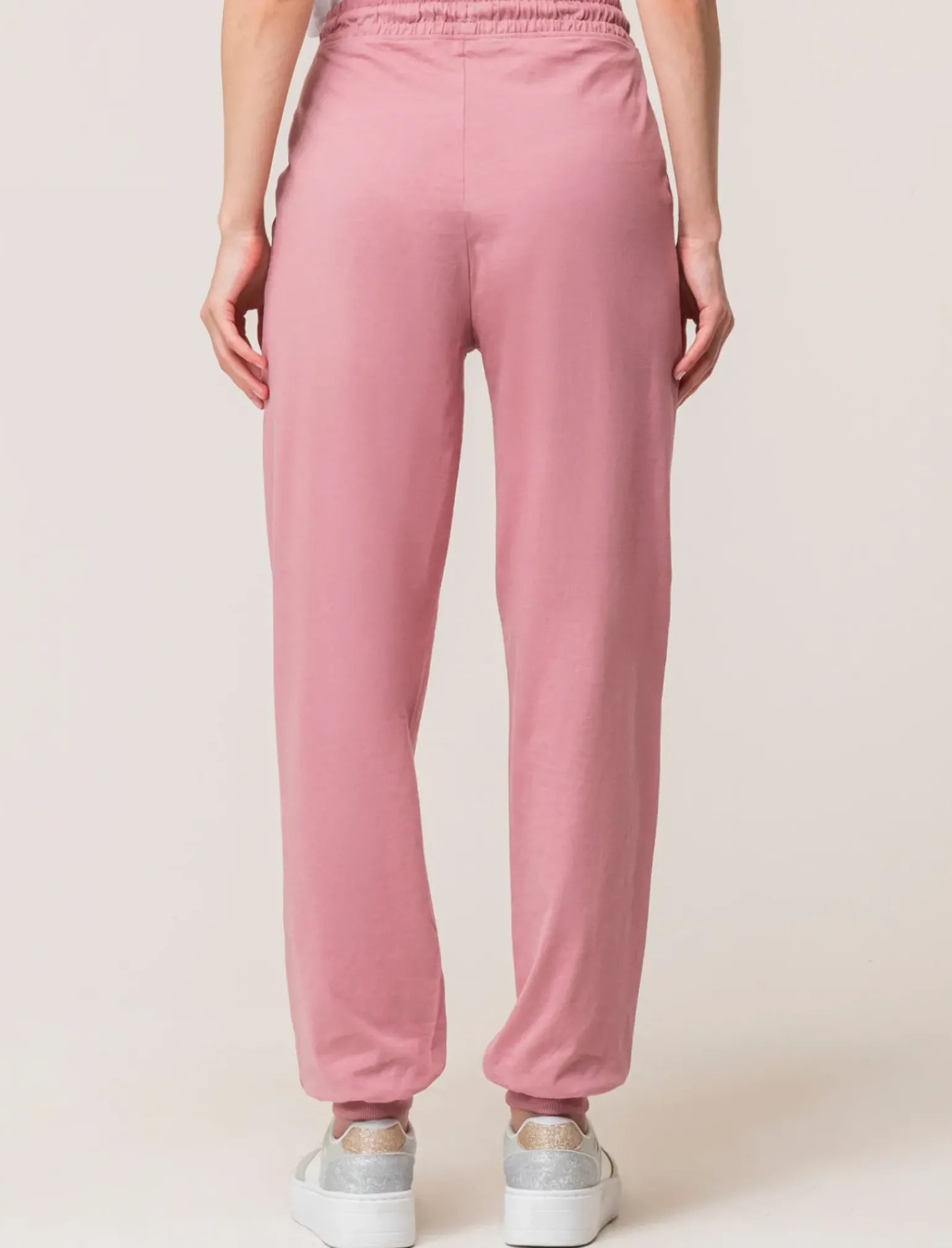 Donna Piazza Italia Donna|Pantaloni<Jogger in cotone, con coulisse, fondo in tessuto elastico a costina - cipolla