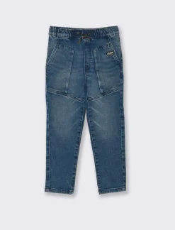 Bambino Piazza Italia Bambino|Jeans<Jogger pant da bambino in tessuto smacchinato effetto denim con tagòli frontali e patch - Denim