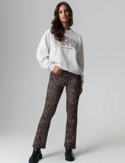 Donna Piazza Italia Donna|Pantaloni<Legging fantasia in punto milano modello flare con zip sul fianco - var 1