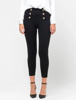 Donna Piazza Italia Pantaloni<Legging in punto milano a vita alta con bottoni effetto metallo. -