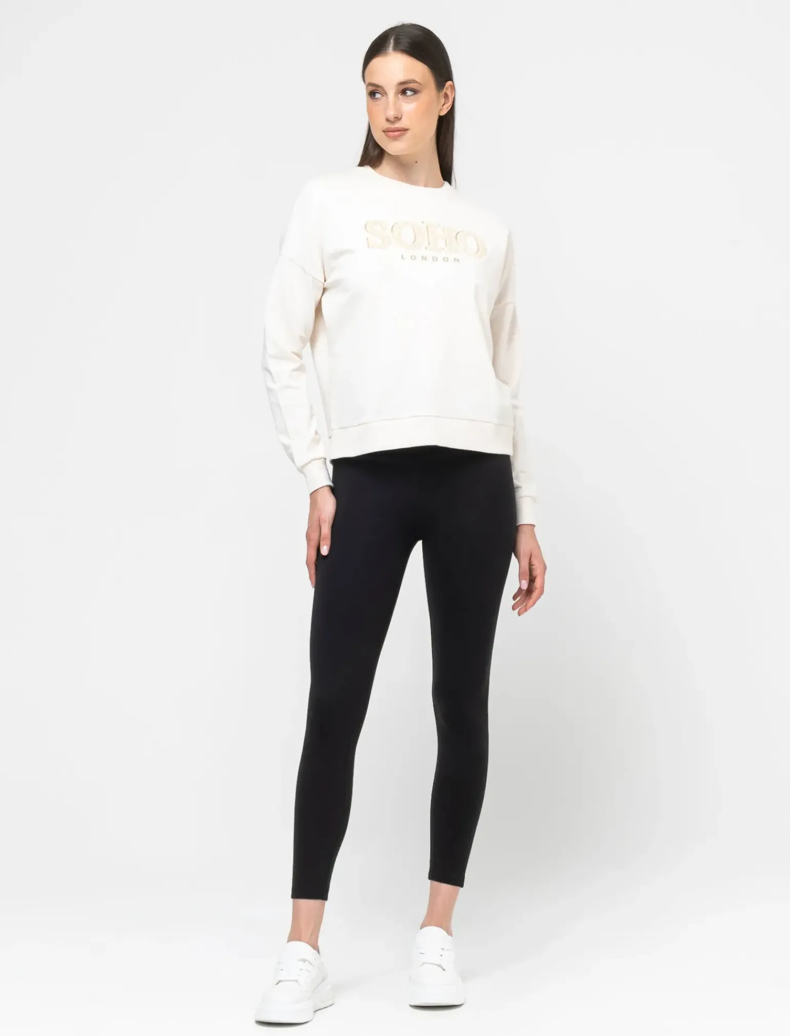 Donna Piazza Italia Pantaloni<Legging in tessuto elastico di cotone vita alta -