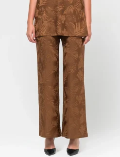 Donna Piazza Italia Pantaloni<Legging lavorazioe jaquard in tessuto di maglia garzato - tabacco