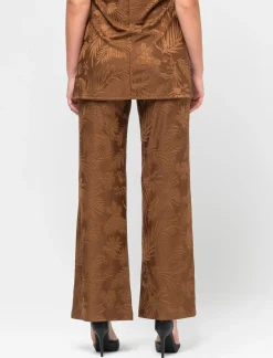 Donna Piazza Italia Pantaloni<Legging lavorazioe jaquard in tessuto di maglia garzato - tabacco