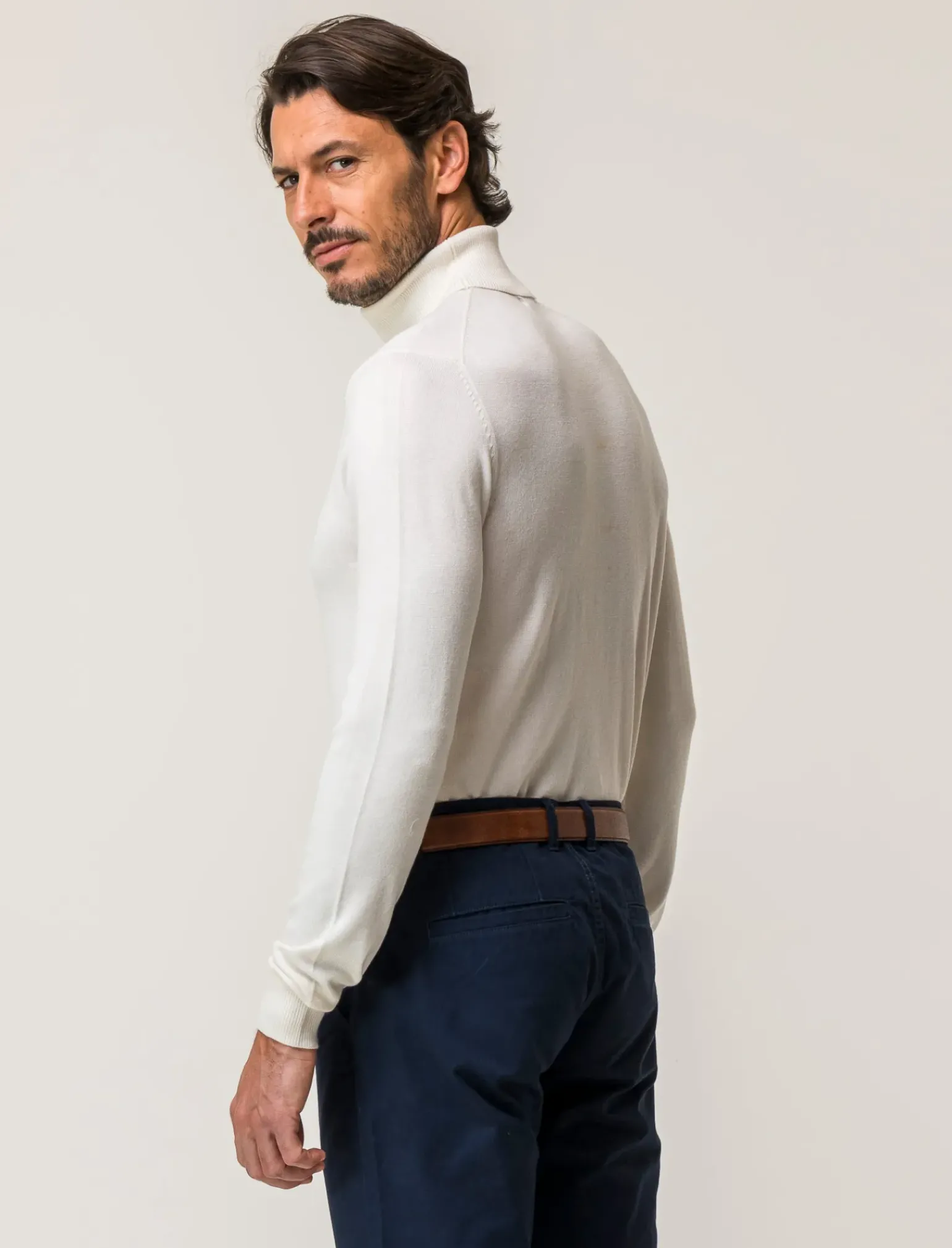 Uomo Piazza Italia Maglieria<Maglia a collo alto a costine slim fit - latte