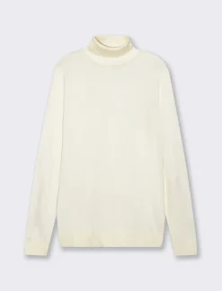 Uomo Piazza Italia Maglieria<Maglia a collo alto a costine slim fit - latte