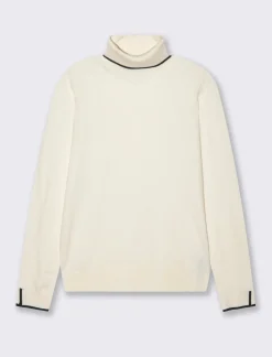 Donna Piazza Italia Donna|Maglieria<Maglia a collo alto con dettaglio a contrasto su collo e polsini - Avorio