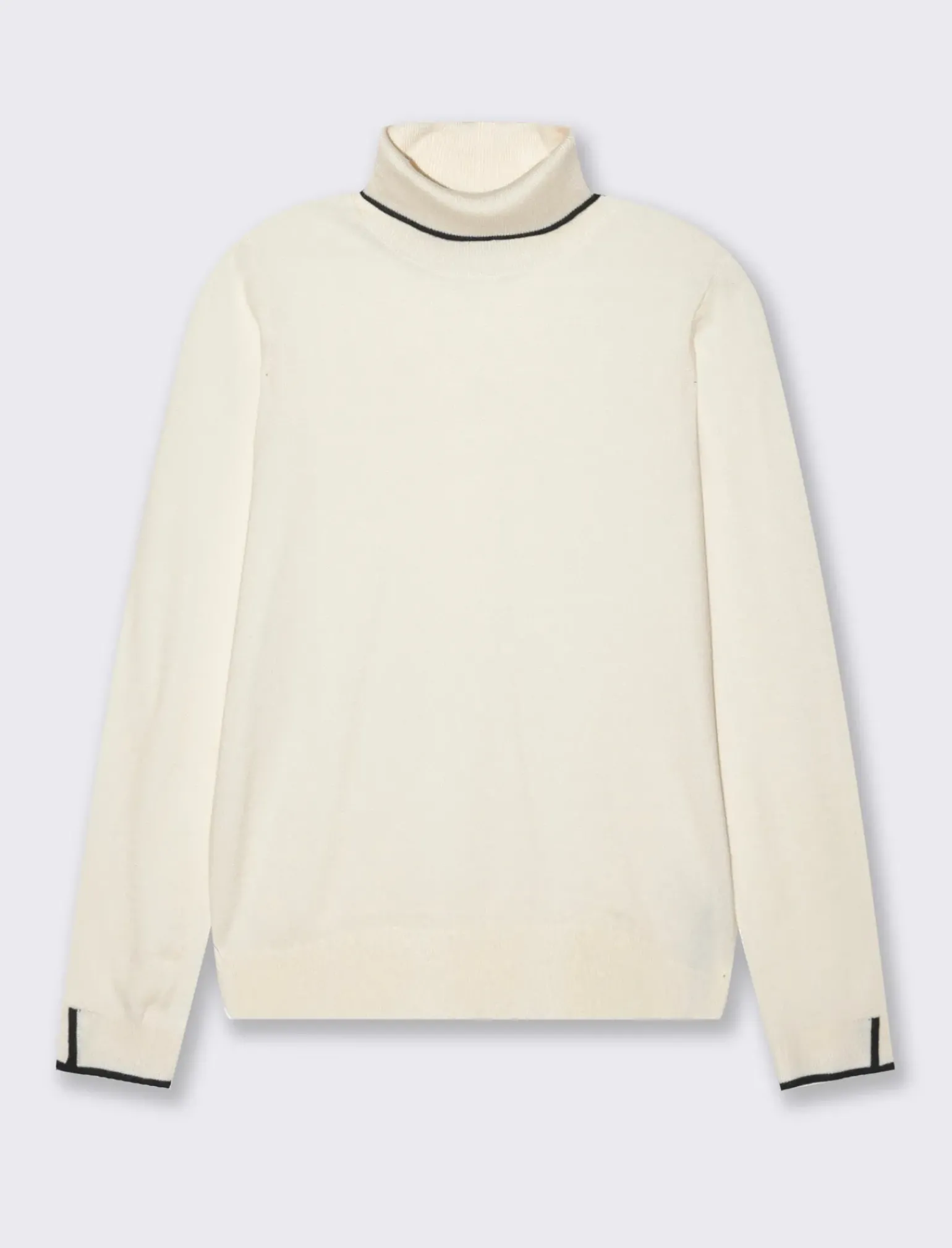 Donna Piazza Italia Donna|Maglieria<Maglia a collo alto con dettaglio a contrasto su collo e polsini - Avorio