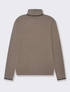 Donna Piazza Italia Donna|Maglieria<Maglia a collo alto con dettaglio a contrasto su collo e polsini - tortora