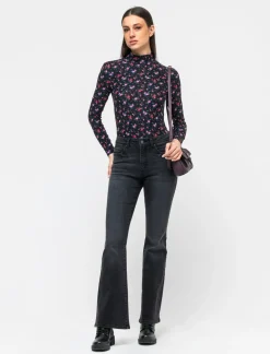 Donna Piazza Italia Donna|Maglieria<Maglia a collo alto fantasia con maniche lunghe vestibilità slim - var 1