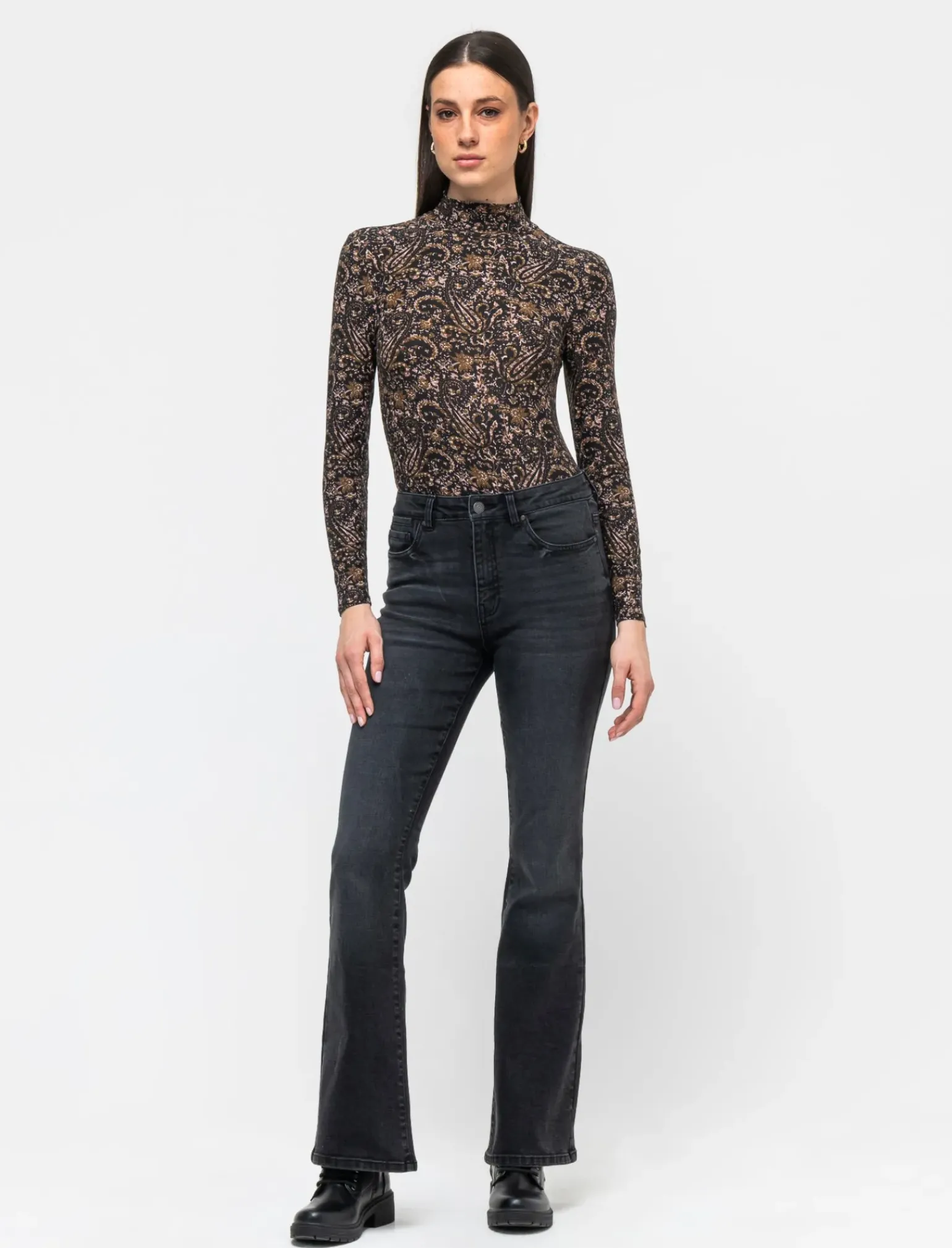 Donna Piazza Italia Donna|Maglieria<Maglia a collo alto fantasia con maniche lunghe vestibilità slim - var 2