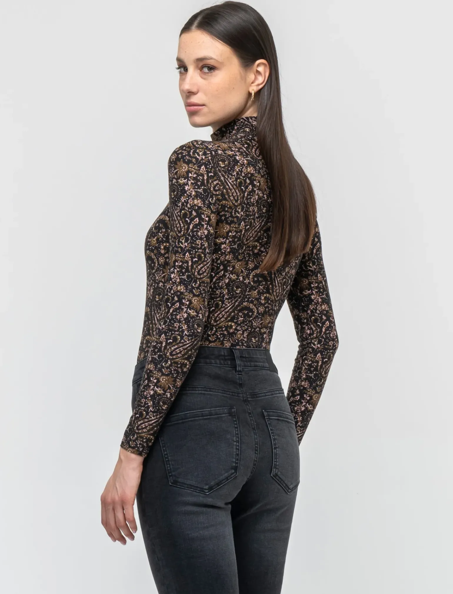 Donna Piazza Italia Donna|Maglieria<Maglia a collo alto fantasia con maniche lunghe vestibilità slim - var 2