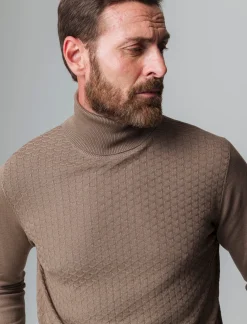 Uomo Piazza Italia Uomo|Maglieria<Maglia a collo alto lavorazione jacquard slim fit - fango