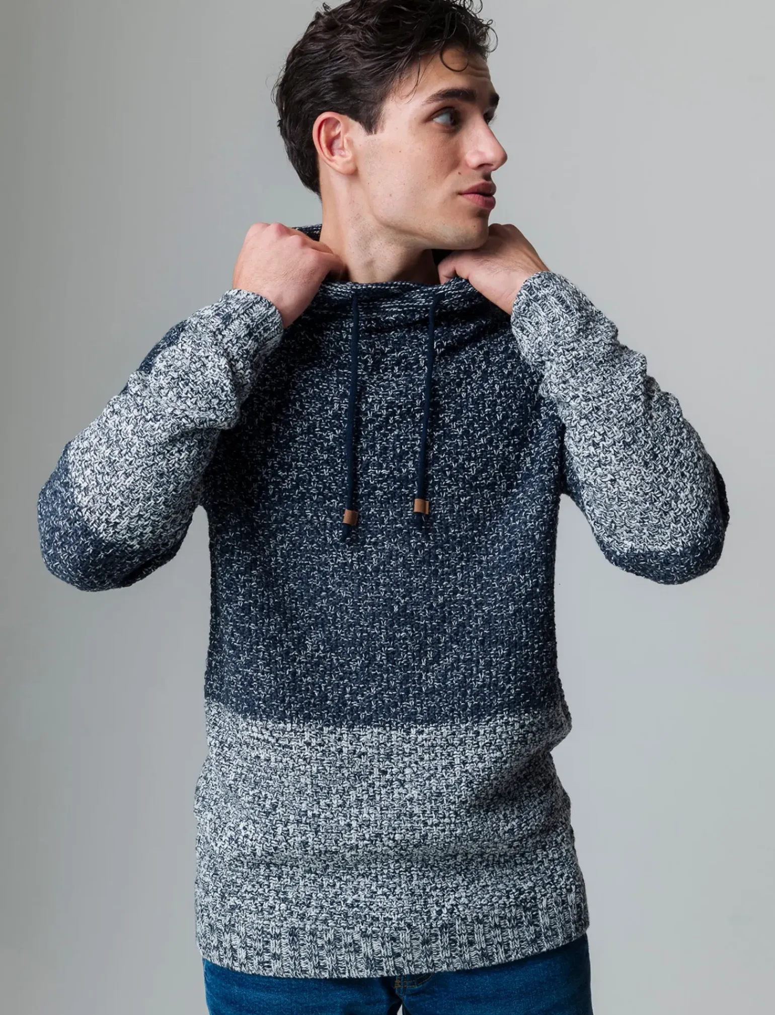 Uomo Piazza Italia Maglieria<Maglia a collo sciallato regolabile con coulisse lavorazione jacquard -