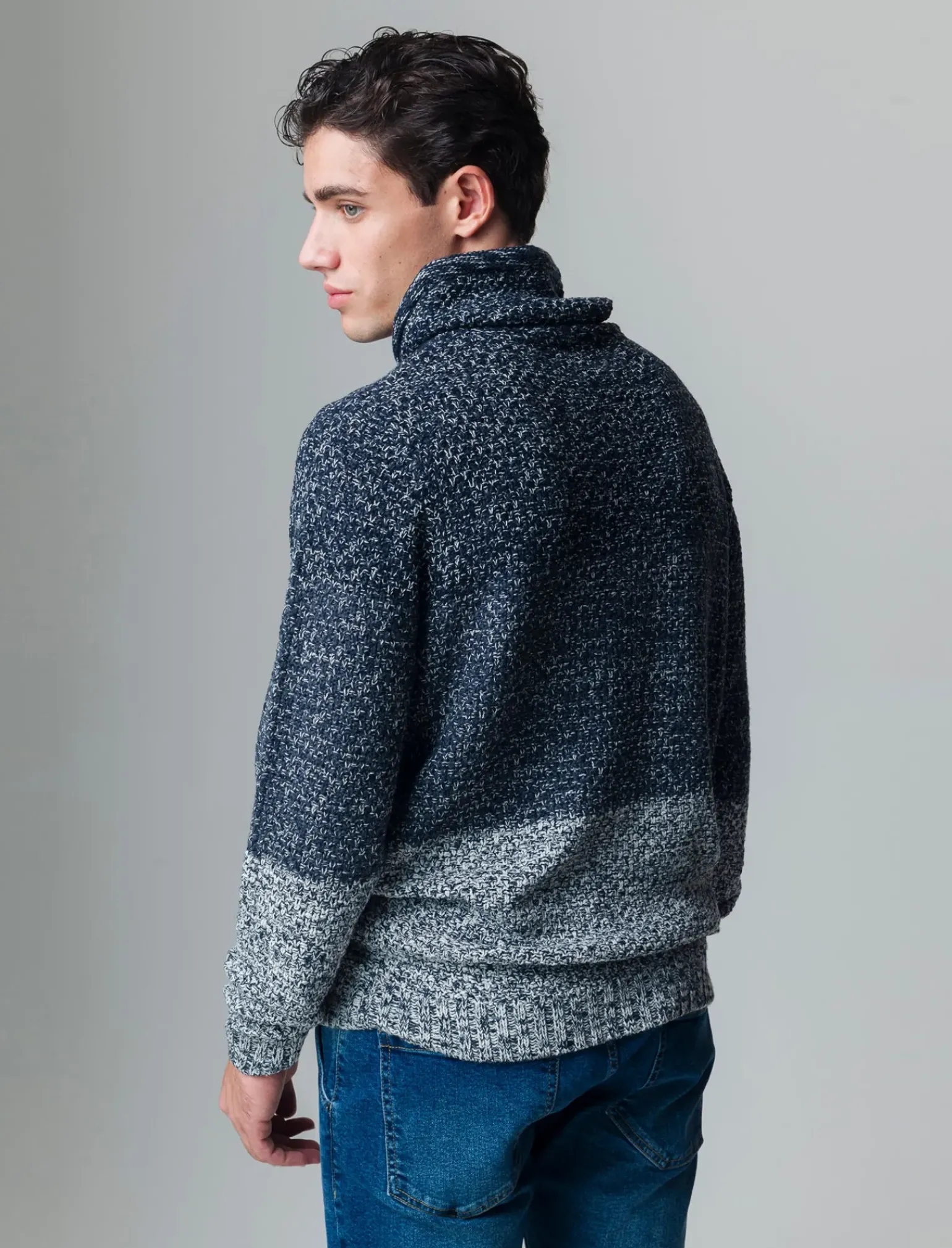 Uomo Piazza Italia Maglieria<Maglia a collo sciallato regolabile con coulisse lavorazione jacquard -