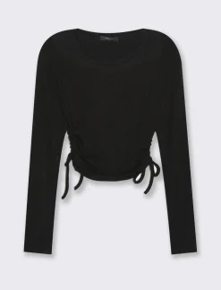 Donna Piazza Italia Maglieria<Maglia a coste con arricci sul fianco -