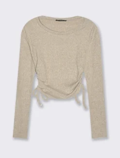 Donna Piazza Italia Maglieria<Maglia a coste con arricci sul fianco -