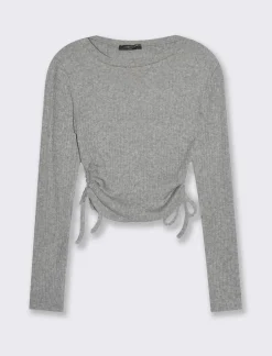 Donna Piazza Italia Maglieria<Maglia a coste con arricci sul fianco -