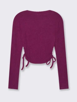 Donna Piazza Italia Maglieria<Maglia a coste con arricci sul fianco - Vinaccia