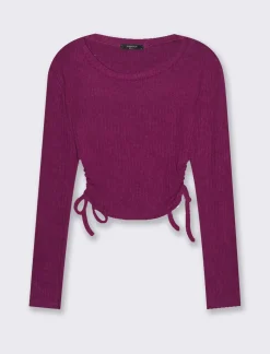 Piazza Italia Maglia a coste con arricci sul fianco - Vinaccia Rosso Fashion