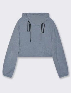 Donna Piazza Italia Maglieria<Maglia a coste con cappuccio - Denim