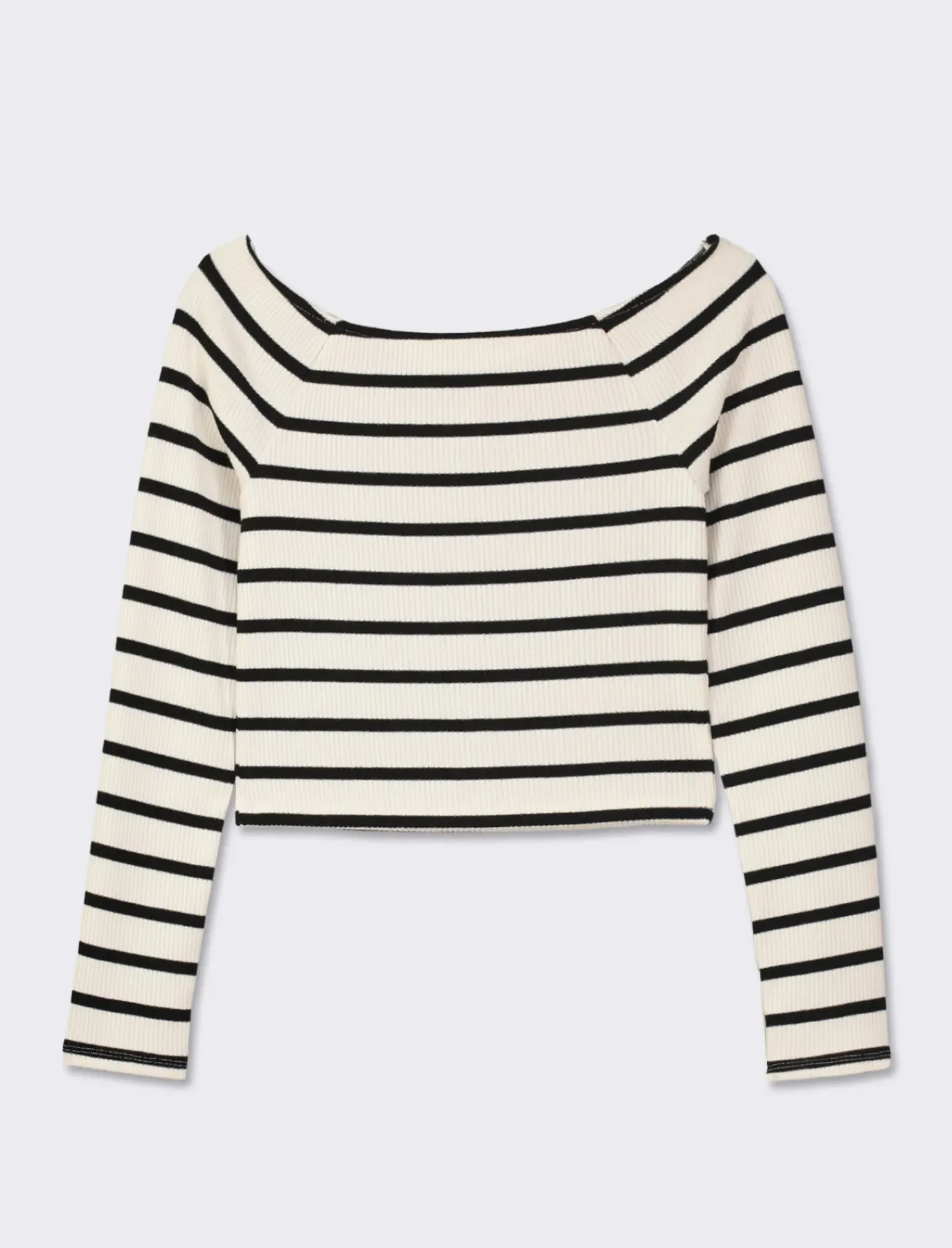 Donna Piazza Italia Donna<Maglia a coste,manica lunga, scollo schiffer a righe con vestibilità cropped slim - var 2