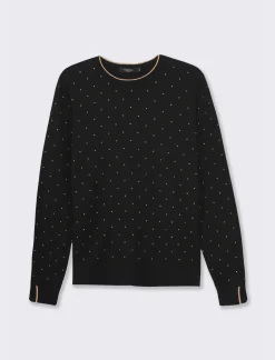 Donna Piazza Italia Donna|Maglieria<Maglia a girocollo in filato con motivo floccato stampato -