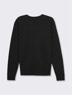 Donna Piazza Italia Donna|Maglieria<Maglia a girocollo in filato con motivo floccato stampato -