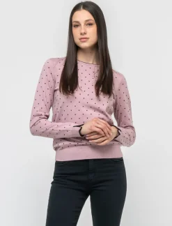 Donna Piazza Italia Donna|Maglieria<Maglia a girocollo in filato con motivo floccato stampato - antico