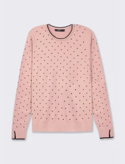 Donna Piazza Italia Donna|Maglieria<Maglia a girocollo in filato con motivo floccato stampato - antico