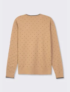 Donna Piazza Italia Donna|Maglieria<Maglia a girocollo in filato con motivo floccato stampato - Cammello