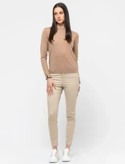 Donna Piazza Italia Donna|Maglieria<Maglia a girocollo in filato con motivo floccato stampato - Cammello