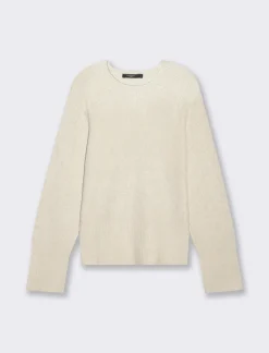 Donna Piazza Italia Maglieria<Maglia a girocollo in manica lunga con spacchi laterali - Avorio