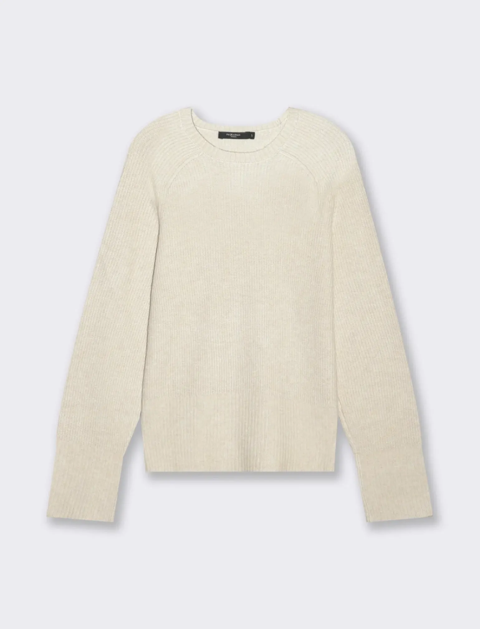 Donna Piazza Italia Maglieria<Maglia a girocollo in manica lunga con spacchi laterali - Avorio