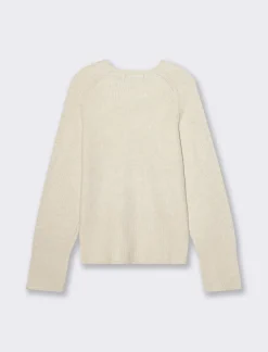 Donna Piazza Italia Maglieria<Maglia a girocollo in manica lunga con spacchi laterali - Avorio