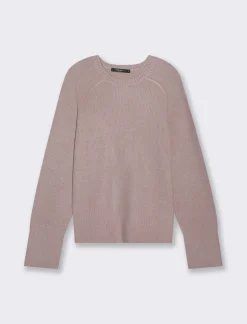 Donna Piazza Italia Maglieria<Maglia a girocollo in manica lunga con spacchi laterali - Rosa antico