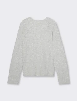 Donna Piazza Italia Maglieria<Maglia a girocollo in manica lunga con spacchi laterali - chiaro