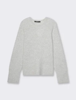 Donna Piazza Italia Maglieria<Maglia a girocollo in manica lunga con spacchi laterali - chiaro