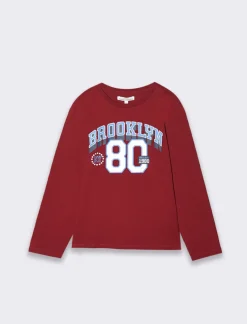 Bambino Piazza Italia Bambino|Maglieria<Maglia a manica lunga con stampa frontale - Bordeaux