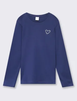 Piazza Italia Bambina|T-Shirt E Top<Maglia a manica lunga in cotone con applicazioni strass -