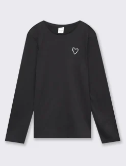 Piazza Italia Bambina|T-Shirt E Top<Maglia a manica lunga in cotone con applicazioni strass -