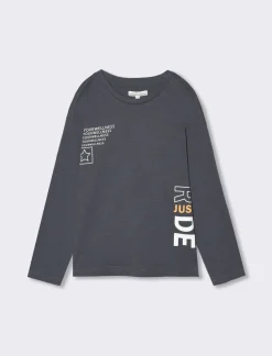 Bambino Piazza Italia Bambino|Maglieria<Maglia a maniche lunghe in jersey fiammato con stampa frontale, in quattro colori -