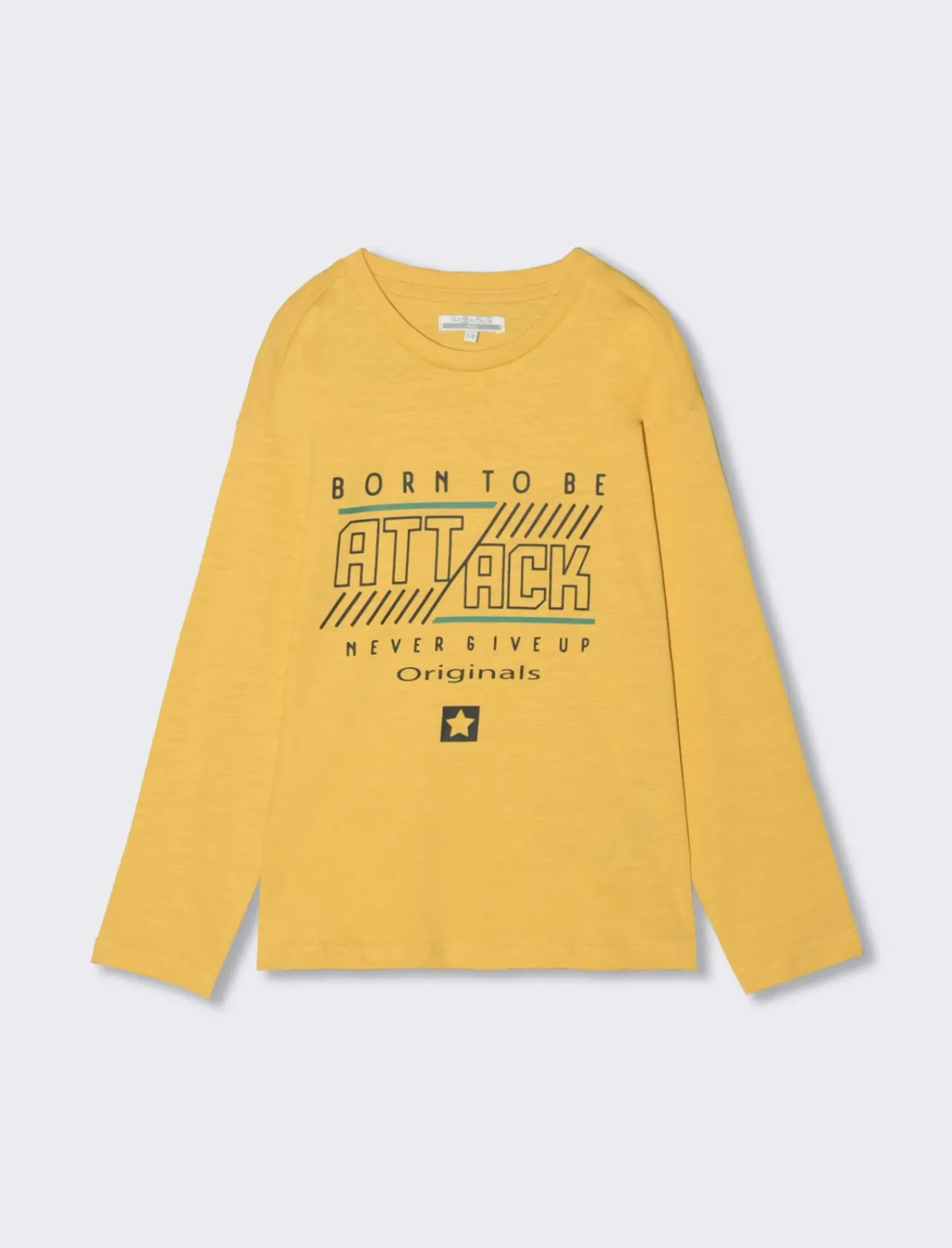 Bambino Piazza Italia Bambino|Maglieria<Maglia a maniche lunghe in jersey fiammato con stampa frontale, in quattro colori - Ocra