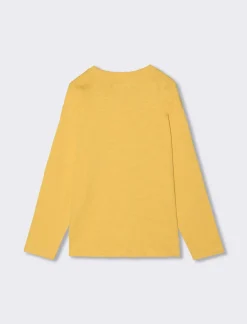 Bambino Piazza Italia Bambino|Maglieria<Maglia a maniche lunghe in jersey fiammato con stampa frontale, in quattro colori - Ocra