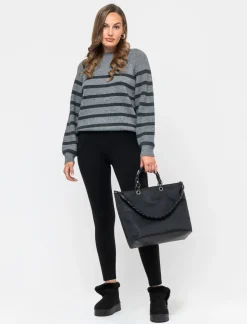 Donna Piazza Italia Donna|Maglieria<Maglia a righe con manica raglan e polsi e fondo a costa elastica - var 2