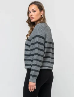 Donna Piazza Italia Donna|Maglieria<Maglia a righe con manica raglan e polsi e fondo a costa elastica - var 2