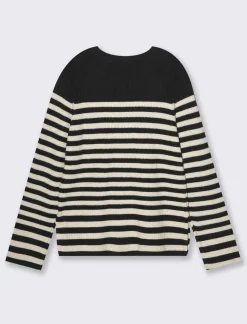 Donna Piazza Italia Maglieria<Maglia a righe in morbido filato girocollo manica lunga e spacchi laterali - var 1
