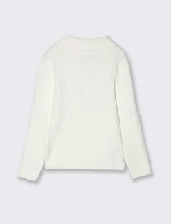 Piazza Italia Bambina|Maglieria<Maglia a trecce da bambina in viscosa collo alto - Bianco sporco