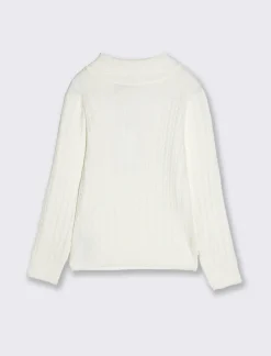 Piazza Italia Bambina|Maglieria<Maglia a trecce da bambina in viscosa collo alto - Bianco sporco