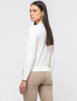 Donna Piazza Italia Donna|Maglieria<Maglia basic modello girocollo in maglia fine - Avorio