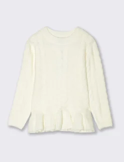 Piazza Italia Bambina|Maglieria<Maglia calda da bambina con trecce e balza al fondo - sporco